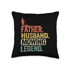 Lawn Care Landscapers & Riding Mower Gifts Men Father Husband Legend Gardener Dad Funny Lawn Mowing Throw Pillow, 16x16, Multicolor