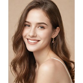 FANCIME Amethyst Dangle Drop Earrings 925 Sterling Silver Yellow Gold Plated Dainty Infinity Purple Gemstone February Birthstone Earring Fine Jewelry Birthday Gifts for Her Women