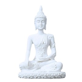 YOUFINE - Estatua de meditación de yoga de Buda blanca con diseño de piedra arenisca coleccionable, decoración de escultura de Feng Shui para oficina en casa (132)