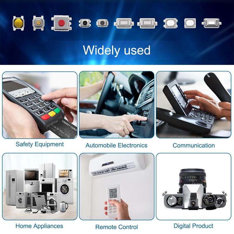 VooGenzek 100 Pieces 10 Values Button Micro Tactile Switch Kit,