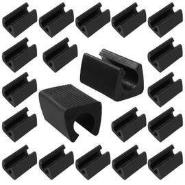 HARSKIYER 40 Pack 11-12mm U Shape Chair Foot, Plastic Rectangle Chair Leg Caps, Non-Slip Bar Stool Leg Floor Protectors No Noise Leg Covers for Metal Chairs, Patio Furniture (Black)
