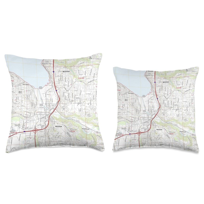 Renton WA Map (2017) Throw Pillow