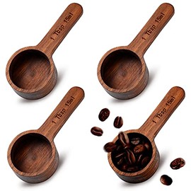 4 Pieces Coffee Spoon Wooden Coffee Scoop Coffee Measure Scoop Wooden Table Spoon Coffee Ground Wood Tablespoon for Measuring Coffee Beans Tea Cooking Home Kitchen Accessories, 15 ml