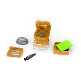 Kitchen Innovations Garlic-A-Peel Garlic Press, Crusher, Cutter, Mincer, and Storage Container - Includes Silicone Garlic Peeler - Easy to Clean - Stainless Steel Blades – (Honey), standard