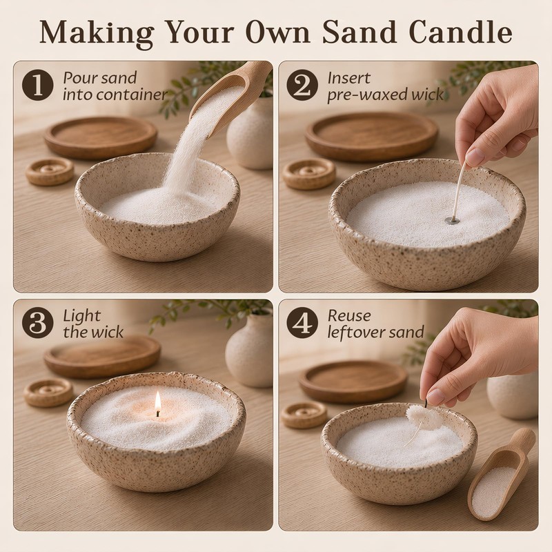 JONERAY Candle Sand, 1lb Unscented Sand Candles with 10 Wicks,