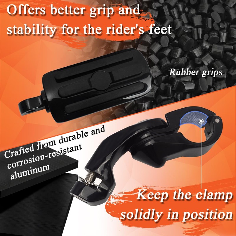 FOVPLUE 1.25" Highway Footpegs,Short Angled Adjustable Highway Pegs w/Mounts for