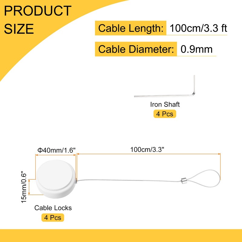 sourcing map 3.3ft Retractable Cable Lock with Latch Remote Control