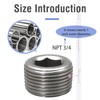 horiznext npt 3/4 stainless steel 304 male thread internal hex