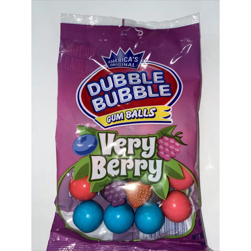 Dubble Bubble Very Berry Black Rasp, Blueberry Gum Balls 4oz.
