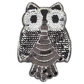 Owl Bird Sequin Embroidered Patch, DIY Owl Shaped Decor Sewing Cloth Sticker Clothing Patch Applique Craft Accessories for Coat T Shirt Skirt Jeans Jacket