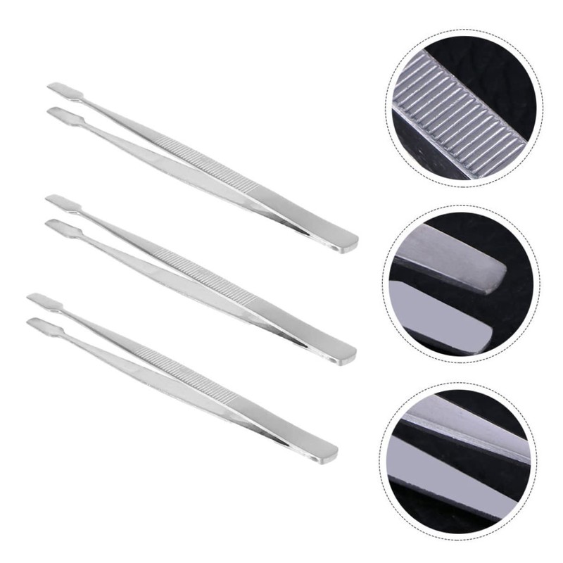 Ipetboom 3pcs Stainless Steel Stamp Tweezer Lightweight Nipper for Eyelashes