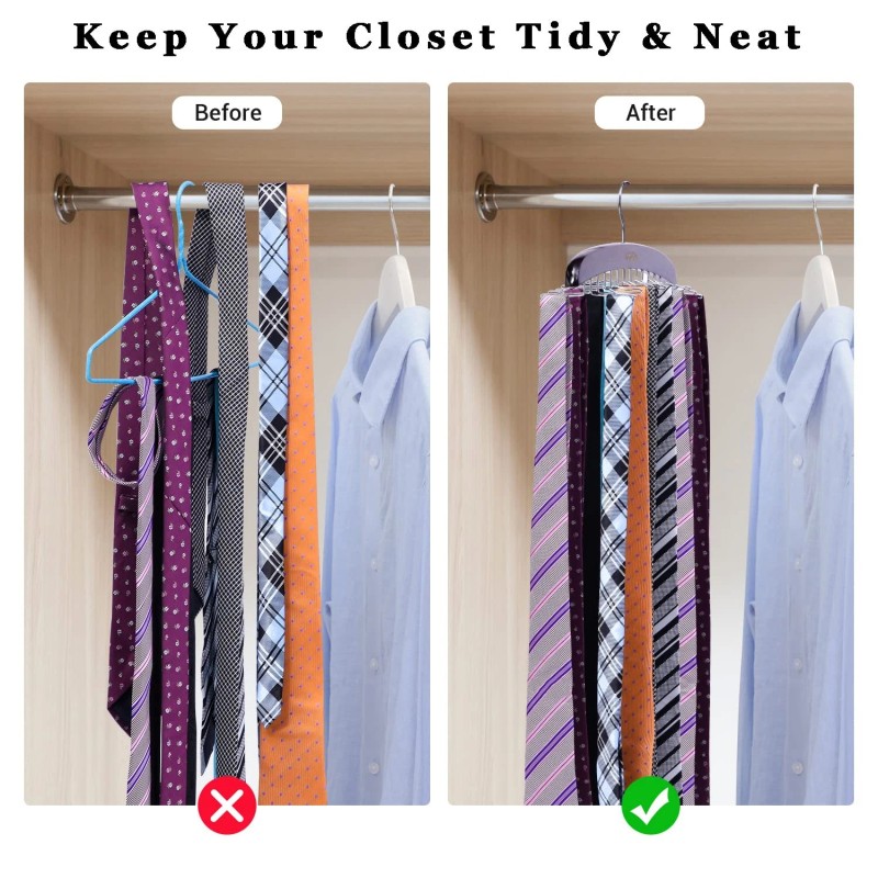 Ohuhu Tie Organizer, Ohuhu 24 Hook Tie Hanger Rack for