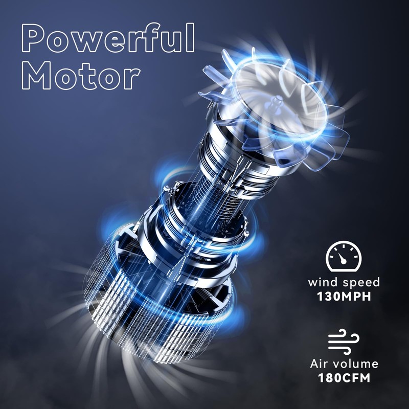 Leaf Blower Cordless with 2 Battery and Charger, 130MPH 180CFM
