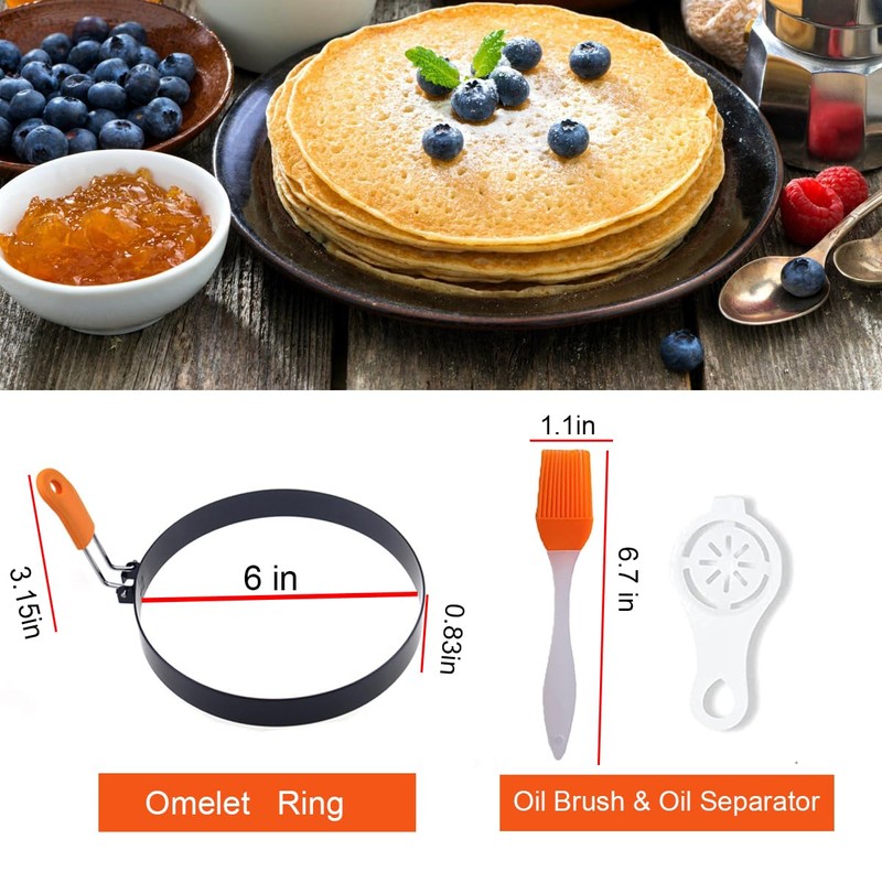 Stainless Steel Pancake Rings, 2 Packs 6 Inch Non-stick Omelette