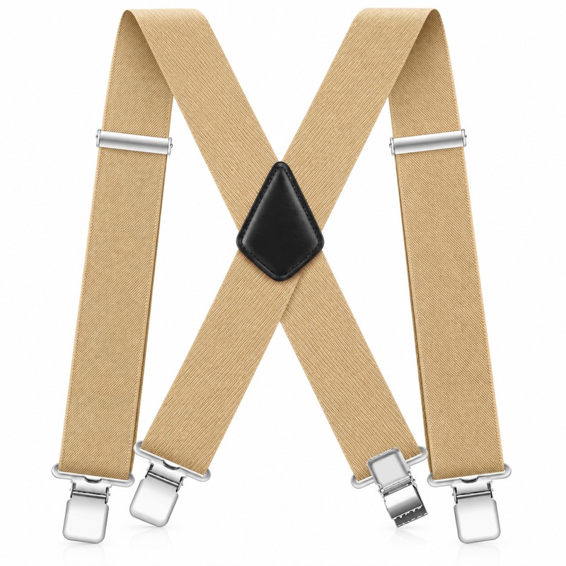Men’s Adjustable Work Suspenders – 2-Inch Wide Elastic Straps with