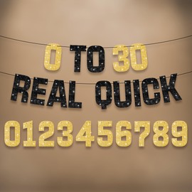 KatchOn, Glitter Custom Birthday Banner – DIY, 10 Feet | Black and Gold Customized Party Banner for Any Age | Black and Gold birthday Decorations, 21st 25th 30th 40th 50th Milestone Birthday Decor