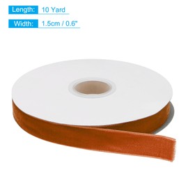 sourcing map Velvet Ribbon 5/8 Inch x 10 Yard Single Face Spool Silky Velvet Fabric for Bouquets DIY Crafts Gift Wrapping Wedding Party Dark Orange