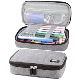 Chelory Big Pencil Case Large Capacity Pencil Bag Pouch High Storage Pen Marker Case Holder Multi Functional Office Stationery Organizer Makeup Cosmetic Bag Men Women, Gray
