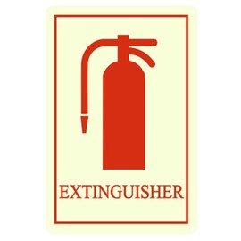 Bidesign (12x8) IN Fire Extinguisher Sign PVC Glow in the Dark Illuminated Photoluminescent Fire Extinguisher Projecting Sign Use For Home Office Hallway Business Outdoor Indoor Decorations