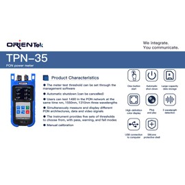 Generic TPN-35 PON Power Meter Tester 1310 1490 1550nm(-50 to +23 dBm) FTTX ONT OLT Handheld PON Network Detection Online Fiber Tester with FC SC UPC Adapter for EPON/GPON, Blue