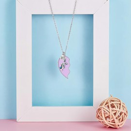 Hicarer 2 Pieces Half Heart Bff Necklace Friendship Necklace for Women Men Friends Birthday Gifts(Unicorn Style)