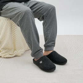 Felt Slippers Men's Slippers in Autumn and Winter Slippers Unisex with Non-Slip Sole Felt Slippers, black