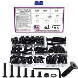 115 Pcs M8 Screws Set, M8 Bolts and Nuts Set, Countersunk Screws Nuts and Bolts Sets, Flat Head Machine Screw and Washers, Hex Socket Head Cap Screw Assortment with Wrench