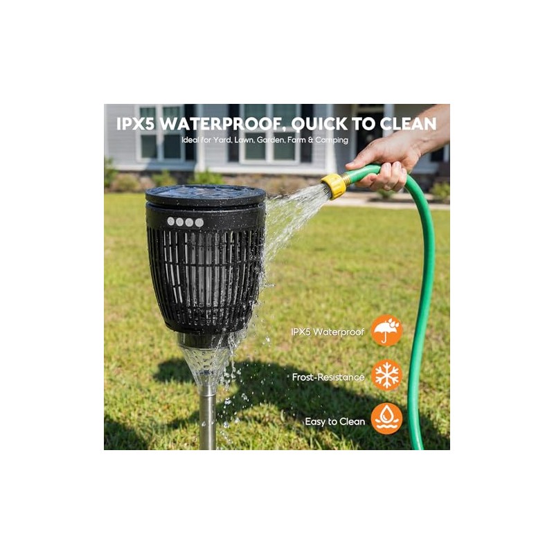 Solar Bug Zapper Outdoor, 4200V 3-in-1 Mosquito Zapper with Flame