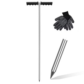 Soil Probe Rod,32"-48" Septic Tank Probe Rod,Beseetop Pipe Probe Made of Stainless Steel with Insulated T Handle Heavy Duty Perfect for Locating Septic Tank Underground Pipe Gravel Gopher Runs