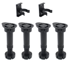 EAI Kitchen Unit Cabinet Legs | Adjustable Height 100mm to 130mm | Black Plastic | Includes Plinth Clips – Pack (4)