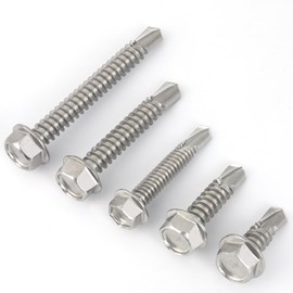 VGBUY 70Pcs #14 x 3/4" Self Drilling Screws for Metal,410 Stainless Steel Self Tapping Screws,Sheet Metal Screws,Quick Metal Tapping,Hex Washer Head