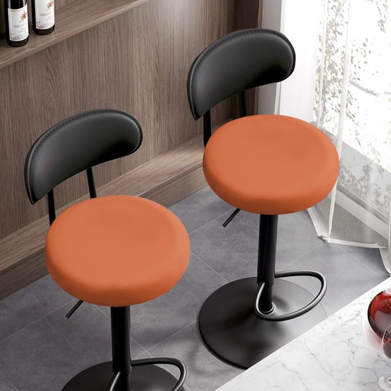 Wanyint Bar Stool Chair Cover Round Super Breathable Dark Orange