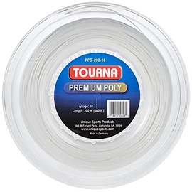 Tourna Premium Poly 18g Reel Tennis String, Pearl