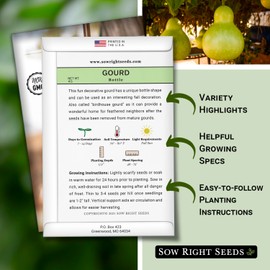 Sow Right Seeds - Bottle Gourd Seed for Planting - Non-GMO Heirloom Packet with Instructions to Plant and Grow an Outdoor Home Vegetable Garden - Ornamental Birdhouse Gourd for Crafting and Decor (1)