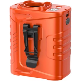 KIBEE Portable Clip-On Waist Fan with Flashlight - 12500RPM 5-Speed Wearable, 5000mAh Battery Operated, 29H Runtime Cooling for Outdoor Work & Travel(Orange)