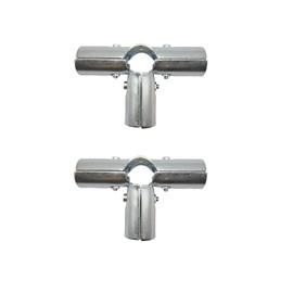 Pipe Connector, 4-Way Metal Clamp Fittings, Fit for 1" (O.D. 25.4 mm) Stainless Steel Pipe, Bolts and Nuts Included, End Rail Clamps (2 Set)
