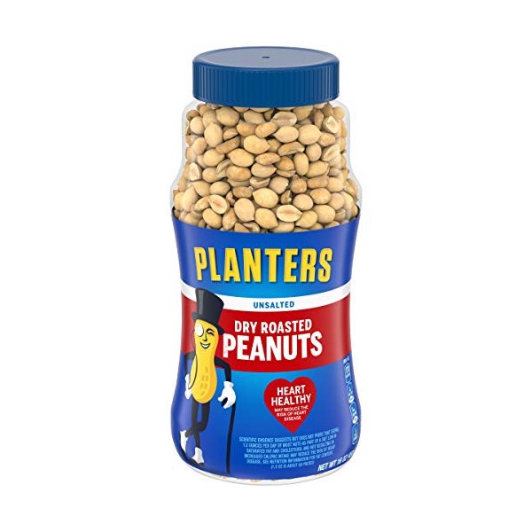 Planters Unsalted Dry Roasted Peanuts, 16 Ounce (4 Pack)