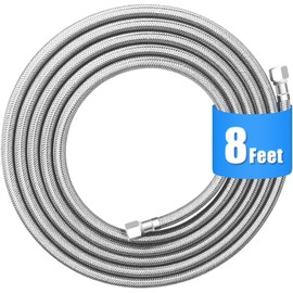 Refrigerator water line - 8 FT Premium Stainless Steel Braided Ice Maker Water Hose,Food grade PEX Inner Tube Fridge Water Line with 1/4" Fittings for Refrigerator Ice Maker