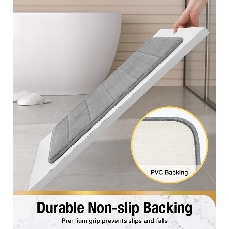 HITSLAM Memory Foam Bath Mat 40 x 60 cm Grey