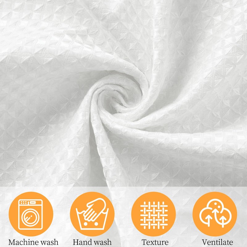 MospdyGear Water and Mould Proof Shower Curtain, White Waffle Weave