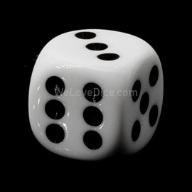 WeLoveBeads XL Cube (20 mm) in White/Black Dots - Made in Germany - Pack of 5