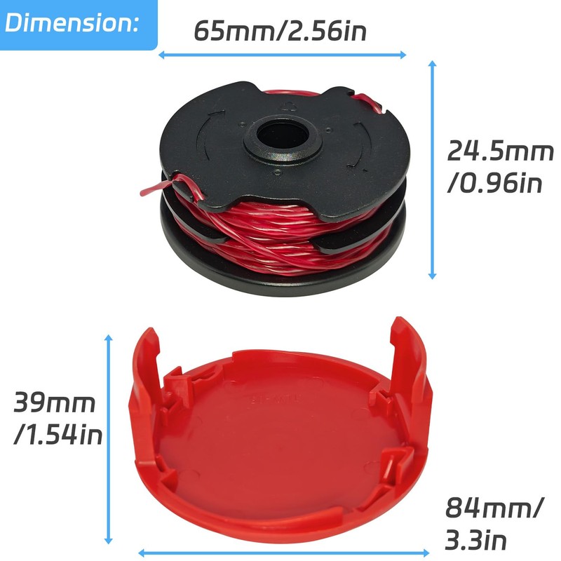 YIEHRNS GGT500WU Trimmer Spool Line and Cap 0.065'' 27FT for