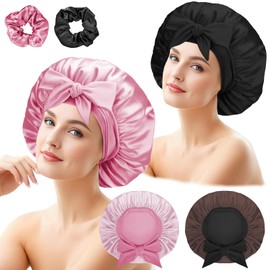 Seidenhaube zum Schlafen,Doppelseidige Schlafmütze,Nachtmütze für lockiges Haar,Satin Haarhaube für Damen,Schlafmütze Seide,Haare Schützen für die Nacht Bonnet mit elastischem Band(2 Stück)
