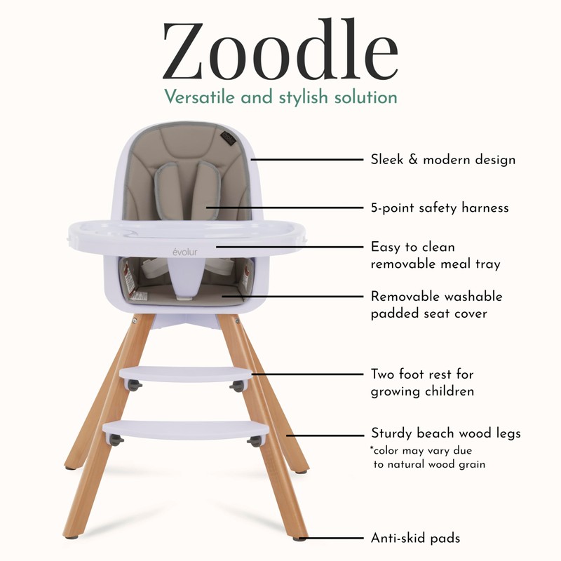 Evolur Zoodle 2 in 1 Convertible Baby High Chair in