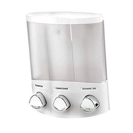 Better Living Products, White 76354 Euro Series TRIO 3-Chamber Soap and Shower Dispenser