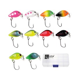 Zite Fishing Mini Wobbler Set Neon - 10 Ultra-Light Artificial Bait Box - Single Hook Bass Trout Wobbler 2.8 cm