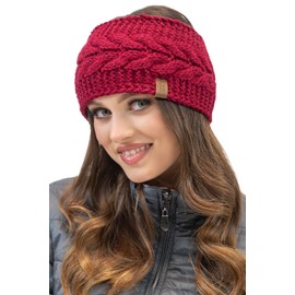 Vivisence Stylish Women's Winter Headband with Soft and Warm Yarn Construction Soft Fleece Lining Design Perfect for Autumn and Winter Days, Maroon,UNI