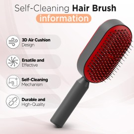 Self Cleaning Hair Brush-New 3D Air Cushion Brush for Detangling-Scalp Massager-Hair Brush with Nylon Bristles for All Hair-Easy Clean Hair Brush for Women&Men