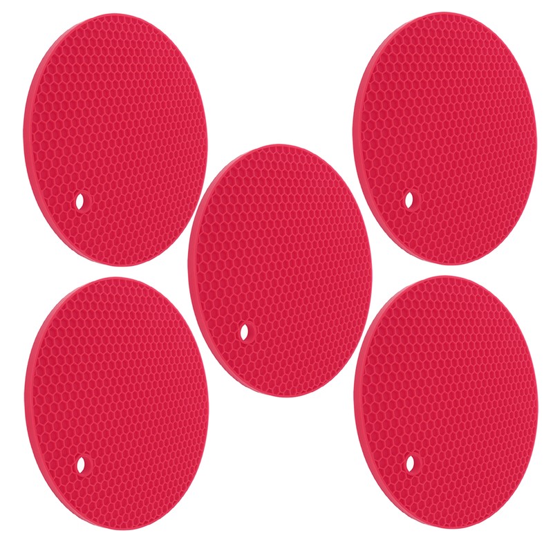 5PCS Silicone Trivet Mats Round Multipurpose Heat Resistant Non Slip