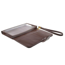 DFV mobile - Crazy Horse Synthetic Leather Wallet Case with Frame Touchable Screen and Card Slots for Pioneer E80W (2021) - Brown